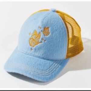 Urban Outfitters Blue and Yellow Trucker Hat
